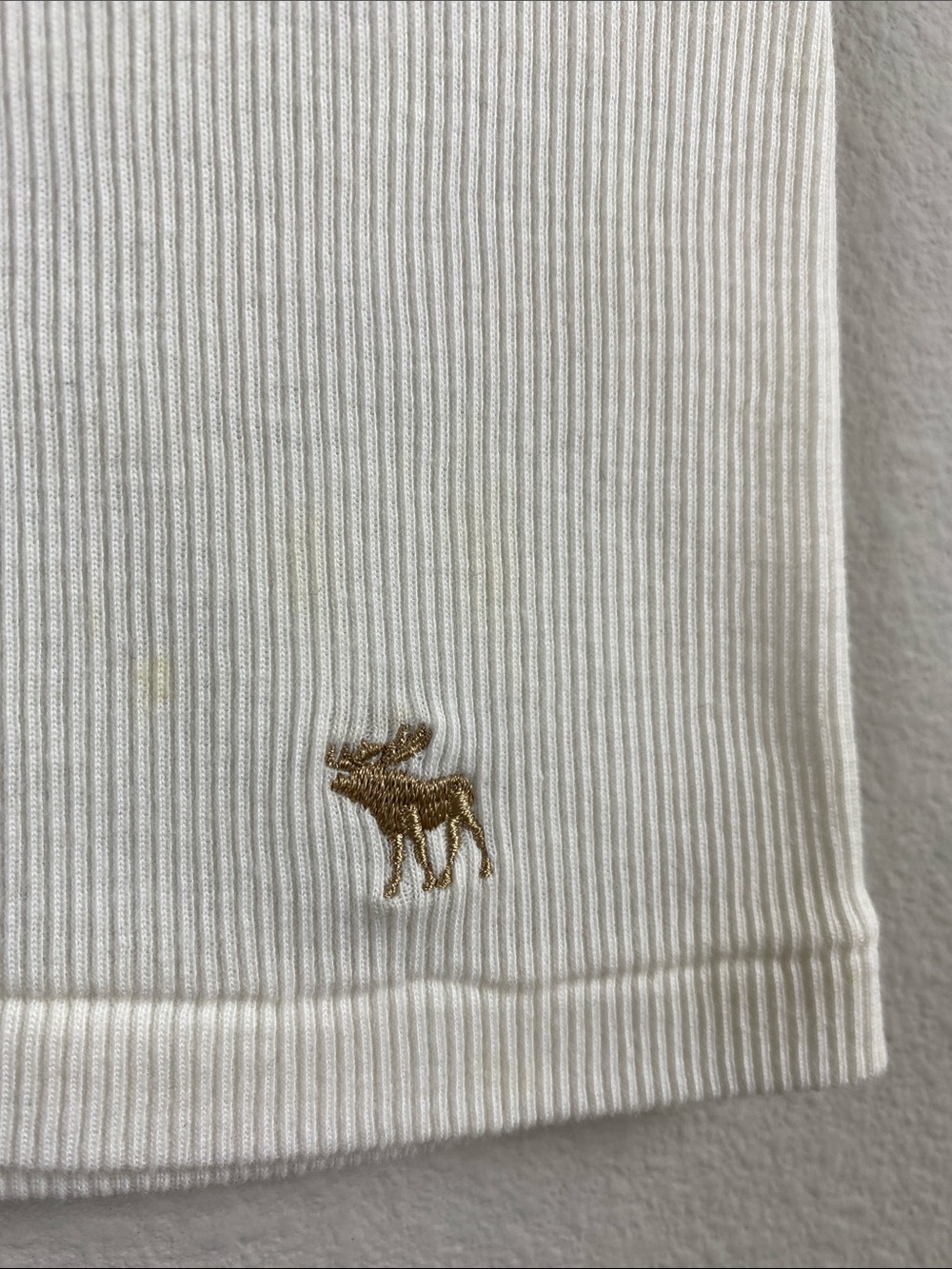 Abercrombie & Fitch Vintage Fitted Ribbed Short Sleeve Tee | Semi Sheer | White - Picture 14 of 14